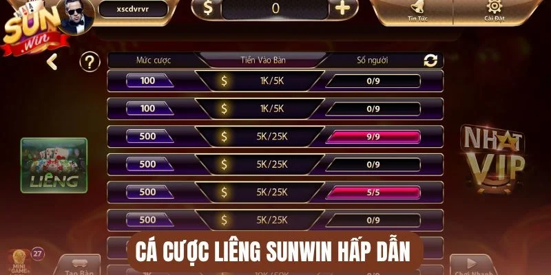 Cá cược Liêng Sunwin hấp dẫn 