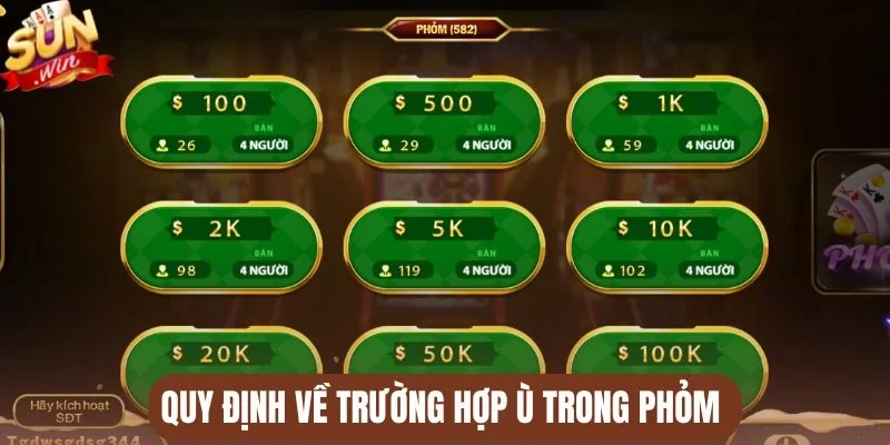 Quy định về trường hợp Ù trong Phỏm 